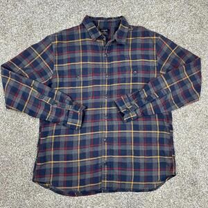 J. Crew Flannel Shirt Blue‎ Red Yellow Button Down Men’s Large New York Plaid
